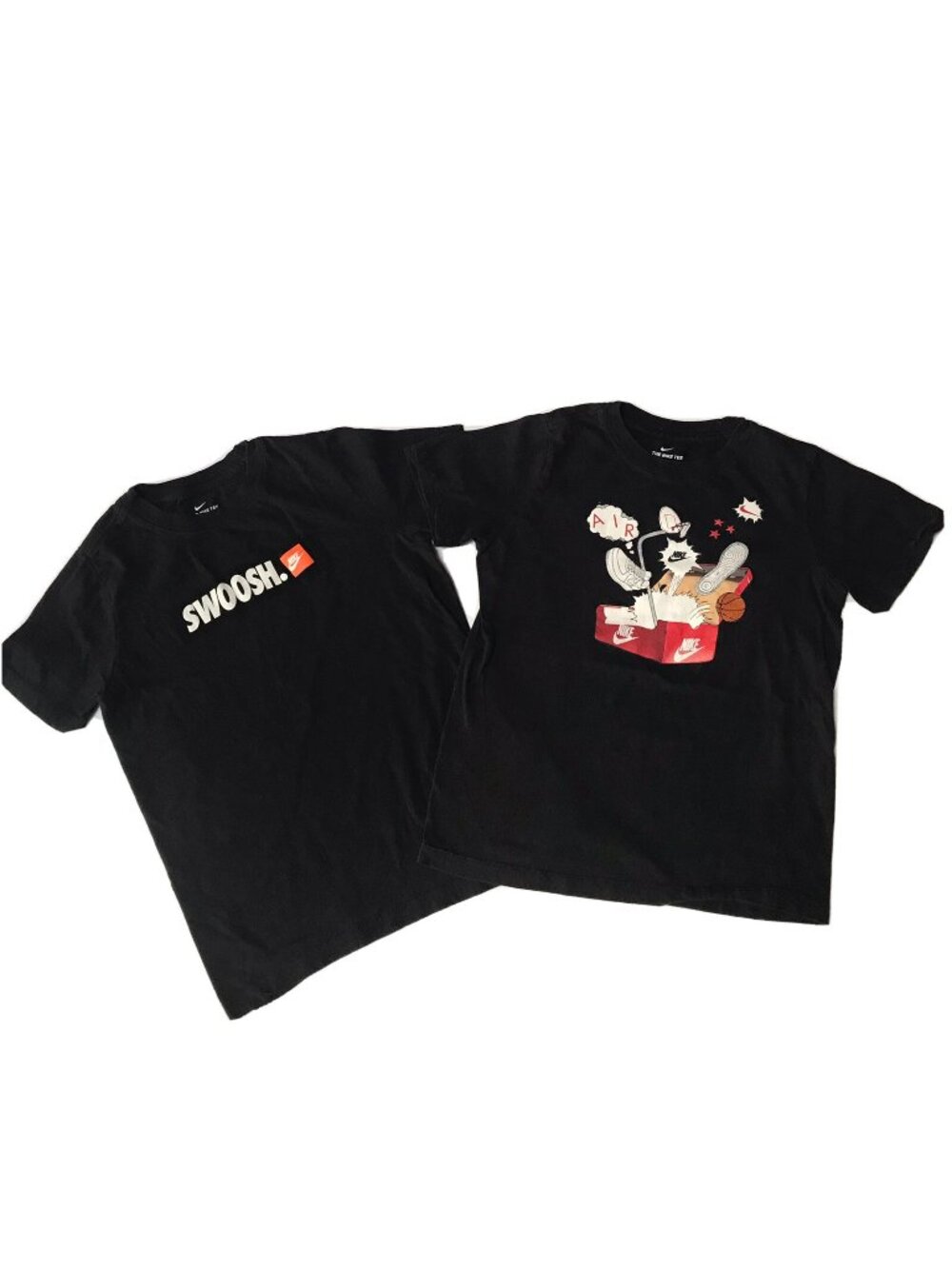 Nike T Shirt Lot Boys Medium Cotton Black Swoosh Air Basketball Sneakers Graphic